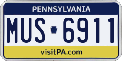 PA license plate MUS6911