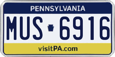 PA license plate MUS6916