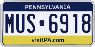 PA license plate MUS6918