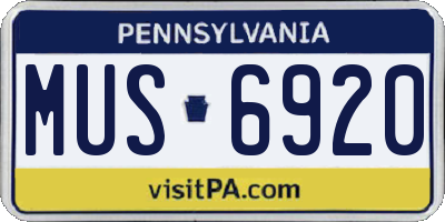 PA license plate MUS6920