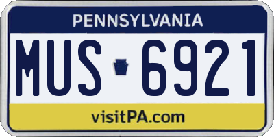 PA license plate MUS6921