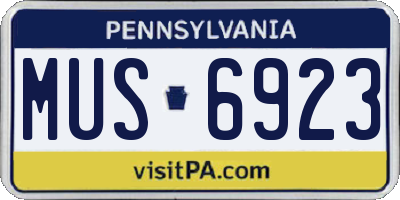 PA license plate MUS6923