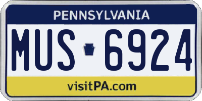 PA license plate MUS6924