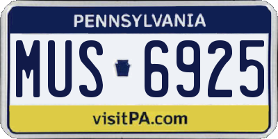 PA license plate MUS6925
