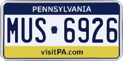 PA license plate MUS6926