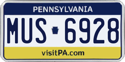 PA license plate MUS6928