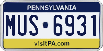 PA license plate MUS6931