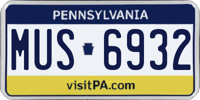PA license plate MUS6932