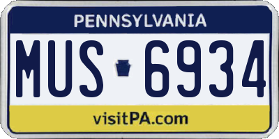 PA license plate MUS6934