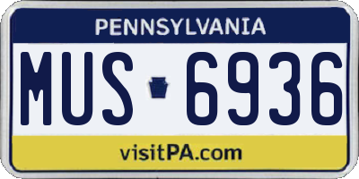 PA license plate MUS6936