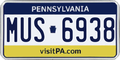 PA license plate MUS6938