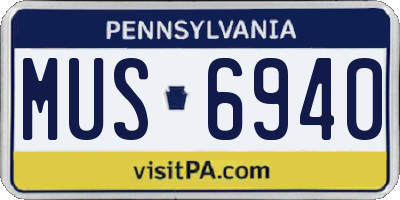 PA license plate MUS6940