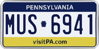 PA license plate MUS6941