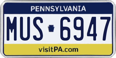 PA license plate MUS6947