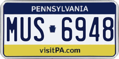 PA license plate MUS6948