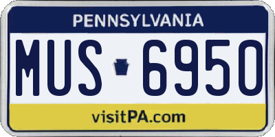 PA license plate MUS6950