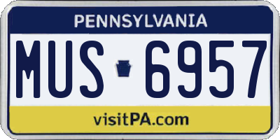 PA license plate MUS6957