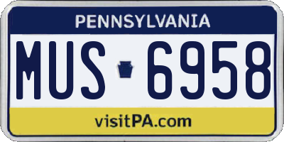 PA license plate MUS6958