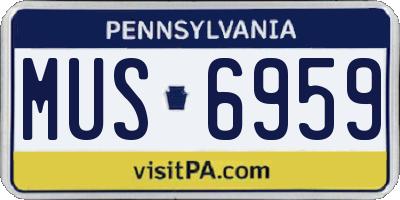 PA license plate MUS6959