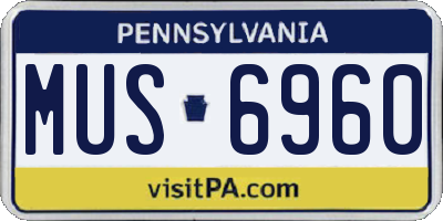 PA license plate MUS6960