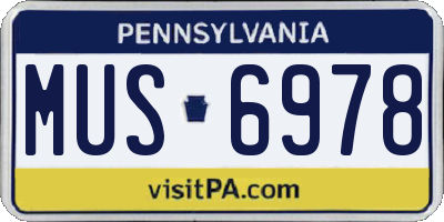 PA license plate MUS6978