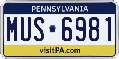 PA license plate MUS6981