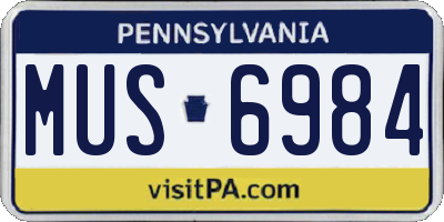 PA license plate MUS6984