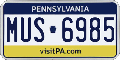 PA license plate MUS6985