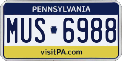 PA license plate MUS6988