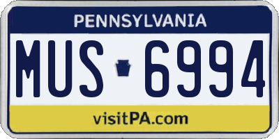 PA license plate MUS6994