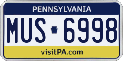 PA license plate MUS6998