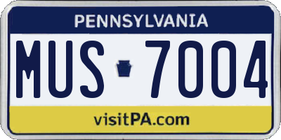 PA license plate MUS7004