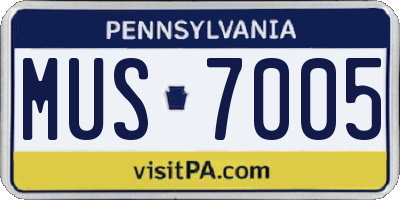 PA license plate MUS7005