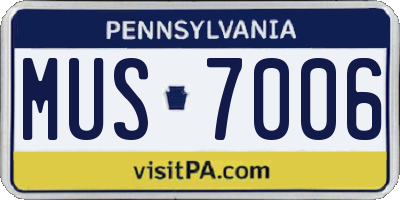 PA license plate MUS7006