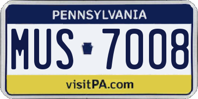 PA license plate MUS7008