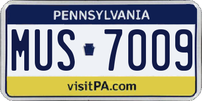 PA license plate MUS7009