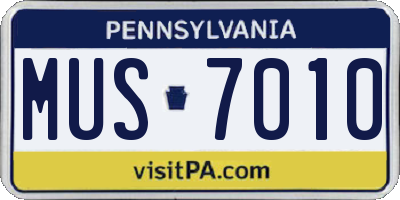 PA license plate MUS7010