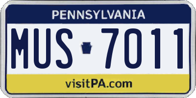 PA license plate MUS7011