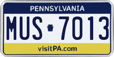 PA license plate MUS7013