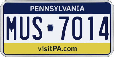 PA license plate MUS7014