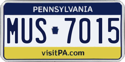 PA license plate MUS7015