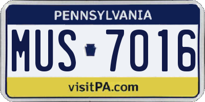 PA license plate MUS7016