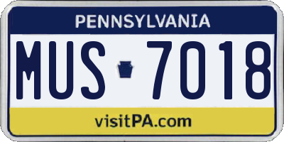 PA license plate MUS7018