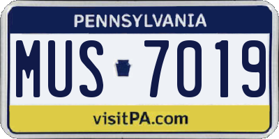 PA license plate MUS7019