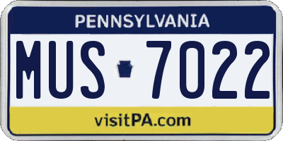 PA license plate MUS7022