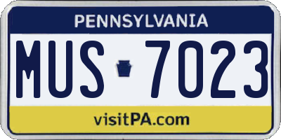 PA license plate MUS7023