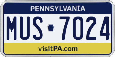 PA license plate MUS7024