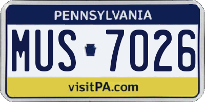 PA license plate MUS7026