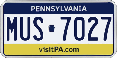 PA license plate MUS7027