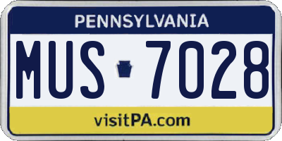 PA license plate MUS7028